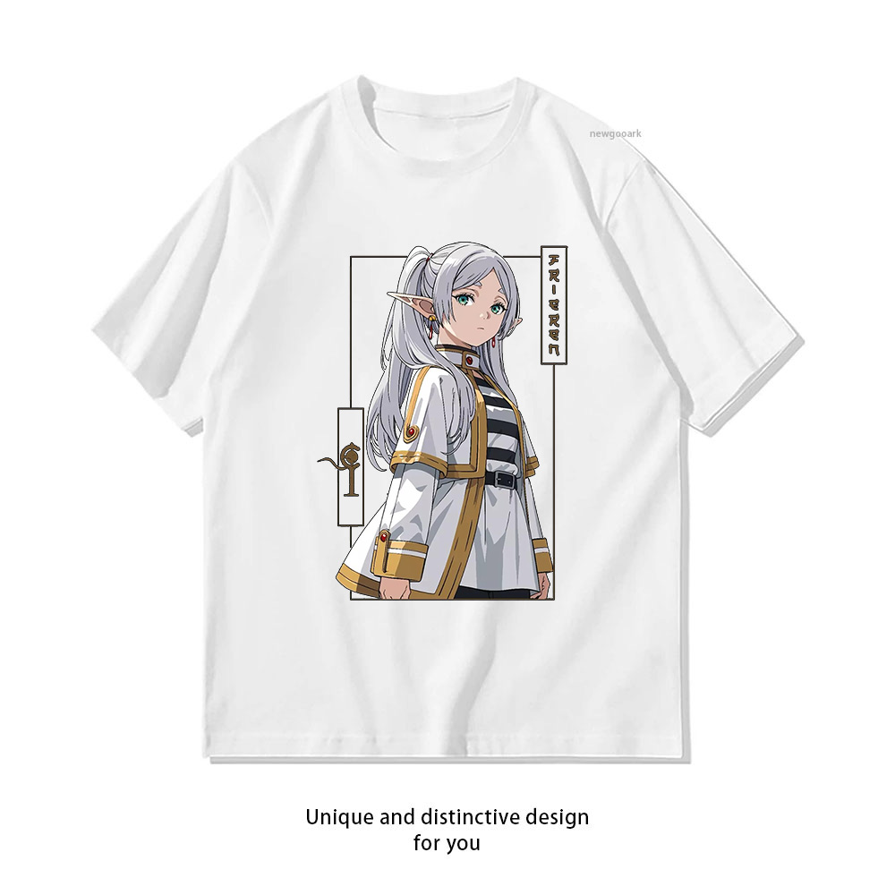 Frieren Anime Merchandise - ฟรีเรน อนิเมะ ฟรีเรน บียอนด์ เจอร์นีส เอนด์เสื้อยืดฤดูร้อนผ้าฝ้ายผู้หญิงผู้ชายกราฟิก