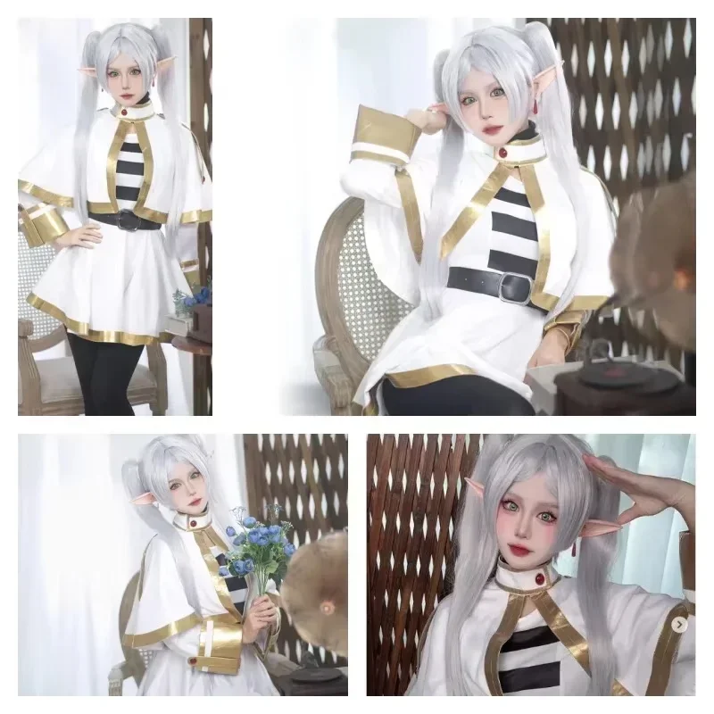 Frieren Anime Merchandise - ซูโซ โน ฟรีเรนคอสเพลย์ชุดวิกผมรองเท้าอะนิเมะนักมายากลชุดเอลฟ์หูปาร์ตี้ฮาโลวีนคริสต์มาสสำหรับผู้หญิง
